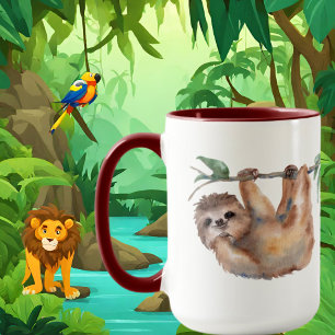 cute sloth lovers add monogram mug