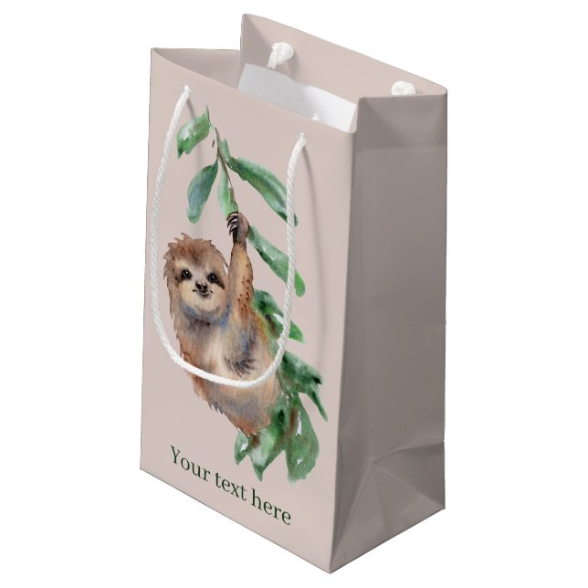 cute sloth lovers add text  small gift bag (Back Angled)