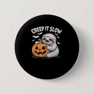 Cute Sloth Lovers Funny Halloween Pumpkin Essentia 6 Cm Round Badge