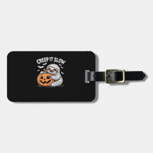 Cute Sloth Lovers Funny Halloween Pumpkin Essentia Luggage Tag