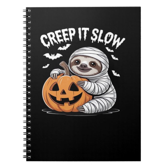 Cute Sloth Lovers Funny Halloween Pumpkin Essentia Notebook (Front)