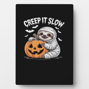 Cute Sloth Lovers Funny Halloween Pumpkin Essentia Plaque