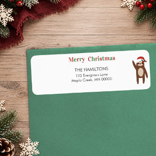 Cute Sloth Merry Christmas Return Address Label