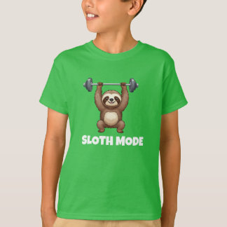 Cute Sloth Mode Cartoon Kids Green T-Shirt