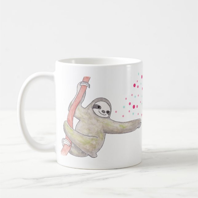 Cute Sloth Mug Happy Sloth Art Mug for Her (Left)