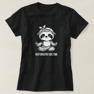 Cute Sloth Namaste Yoga Meditation Black T-Shirt