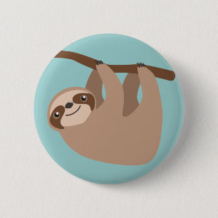 Cute Sloth on a Branch 6 Cm Round Badge