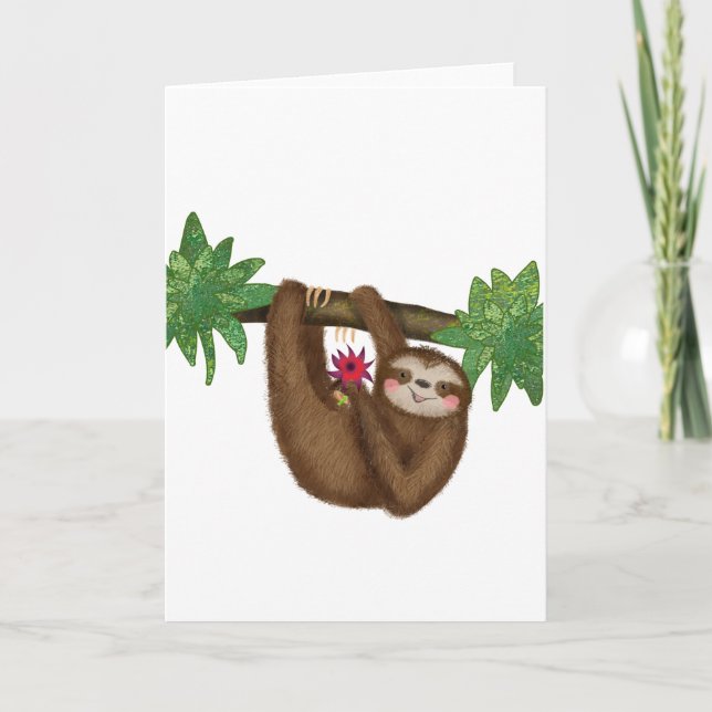 Cute sloth on a branch blank card (Front)
