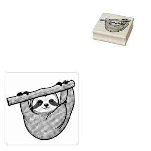 Cute Sloth on a Branch Rubber Stamp