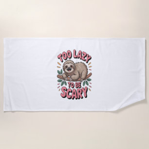 Cute Sloth on Branch with Playful Beach Towel