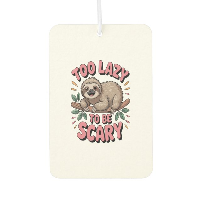 Cute Sloth on Branch with Playful Car Air Freshener (Front)