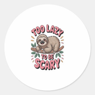 Cute Sloth on Branch with Playful Classic Round Sticker