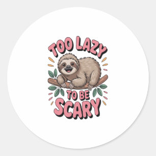 Cute Sloth on Branch with Playful Classic Round Sticker