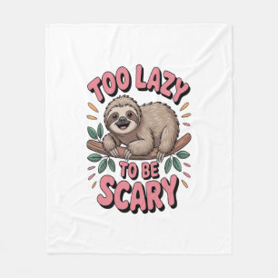 Cute Sloth on Branch with Playful Fleece Blanket