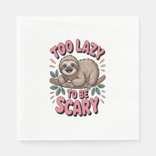 Cute Sloth on Branch with Playful Napkin