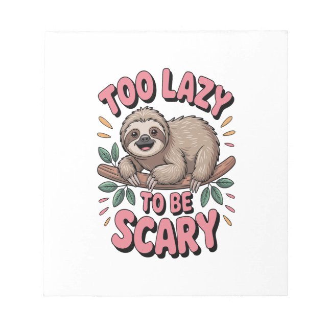 Cute Sloth on Branch with Playful Notepad (Front)