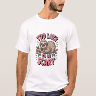 Cute Sloth on Branch with Playful T-Shirt