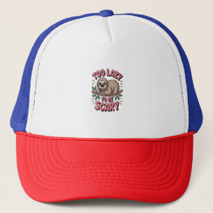 Cute Sloth on Branch with Playful Trucker Hat