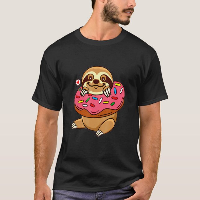 Cute Sloth On Doughnut Happy Doughnut Day 2022 Nat T-Shirt (Front)