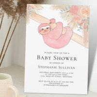 Cute Sloth Pampas Grass Girl's Baby Shower