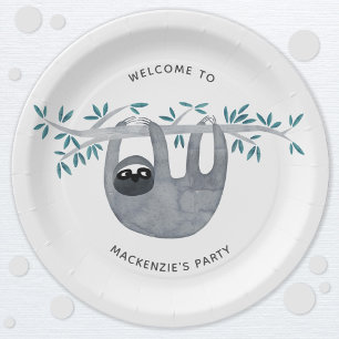 Cute Sloth Party Paper Plate