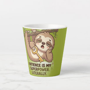 Cute Sloth Patience Is My Superpower Coffee Mug). Latte Mug