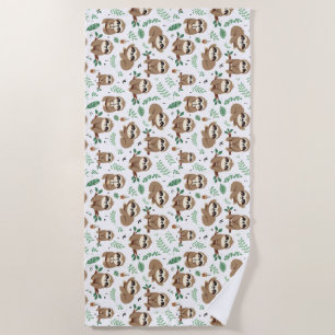 Cute Sloth Pattern Beach Towel