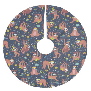 Cute Sloth Pattern Brushed Polyester Tree Skirt