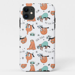 Cute Sloth Pattern iPhone 11 Case