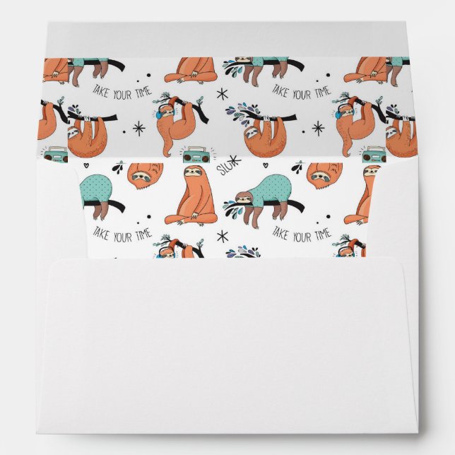 Cute Sloth Pattern Envelope (Back (Bottom))