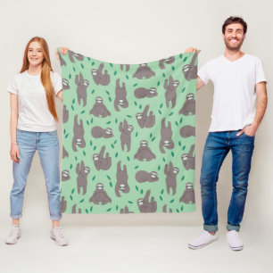 Cute Sloth Pattern Fleece Blanket