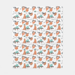 Cute Sloth Pattern Fleece Blanket