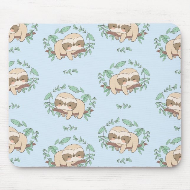 Cute Sloth Pattern Mouse Pad (Front)