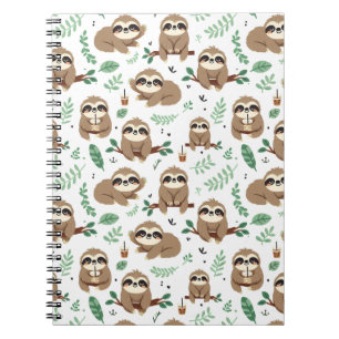 Cute Sloth Pattern Notebook