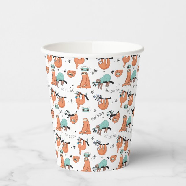 Cute Sloth Pattern Paper Cups (Left)