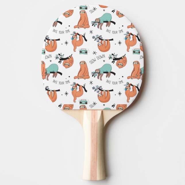 Cute Sloth Pattern Ping Pong Paddle (Front)