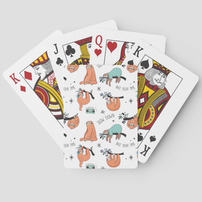 Cute Sloth Pattern Playing Cards (Back)