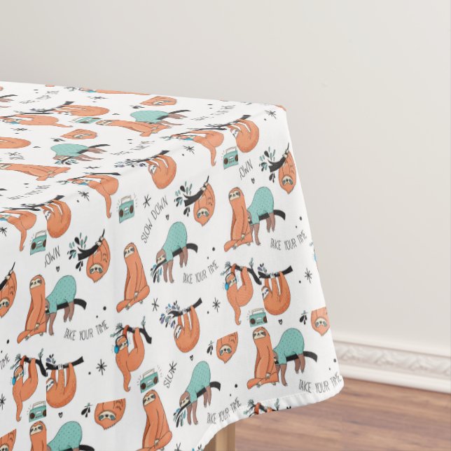 Cute Sloth Pattern Tablecloth (In Situ)