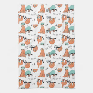 Cute Sloth Pattern Tea Towel