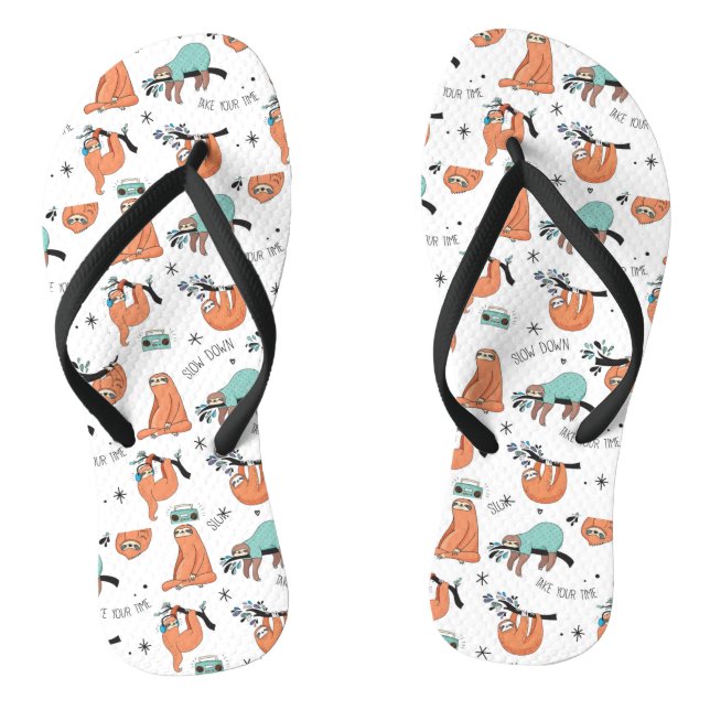 Cute Sloth Pattern Thongs (Footbed)
