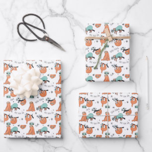 Cute Sloth Pattern Wrapping Paper Sheet