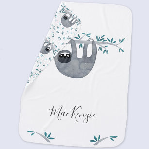 Cute Sloth Personalised  Baby Blanket