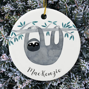 Cute Sloth Personalised Ceramic Ornament