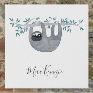 Cute Sloth Personalised Faux Canvas Print