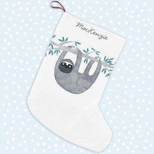 Cute Sloth Personalised Small Christmas Stocking