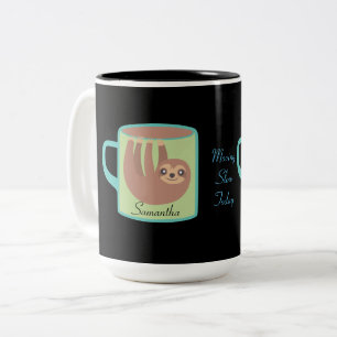 Cute Sloth Personalised Two-Tone Coffee Mug
