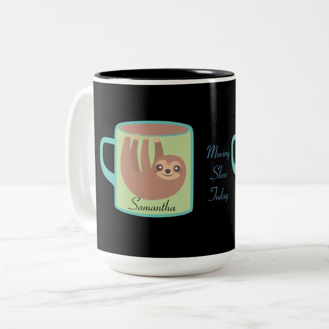 Cute Sloth Personalised Two-Tone Coffee Mug (Front Left)