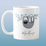 Cute Sloth Personalized Coffee Mug<br><div class="desc">Cute watercolor sloth with script name typography.   Perfect for animal lovers.  Change the name to customize.  Original art by Nic Squirrell.</div>