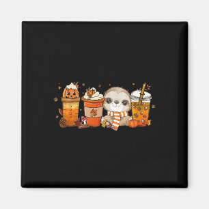 Cute Sloth Pumpkin Spice Coffee Latte Fall Autumn Magnet