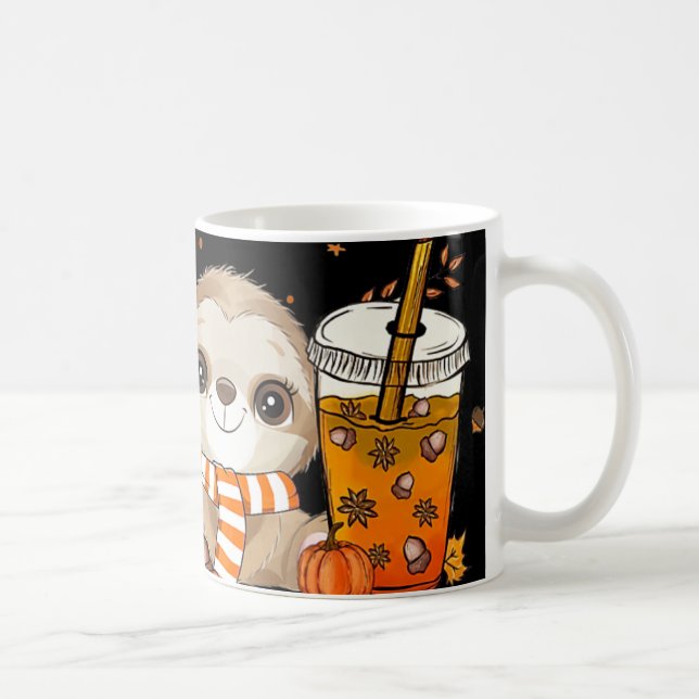 Cute Sloth Pumpkin Spice Coffee Latte Fall Autumn  Mug (Right)